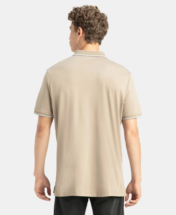 Pack of 2 Super Combed Cotton Rich Solid Half Sleeve Polo T-Shirt - Desert Taupe & Nirvana