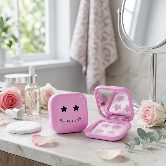 Parches antiimperfecciones en forma de estrella rosa con estuche portatil con espejo (32 parches)