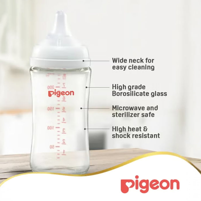 Pigeon SofTouch Wide Neck Glass Nursing Bottle - 240ml (81232), Wide Neck Bottles