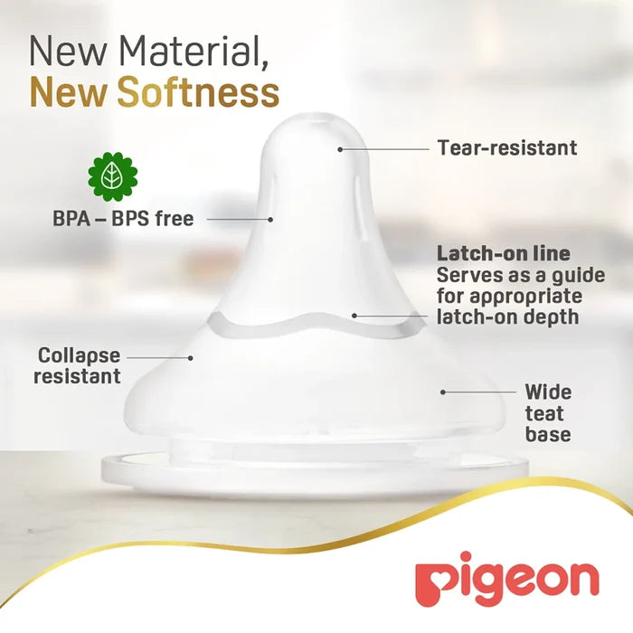 Pigeon SofTouch Wide Neck Nipple Large Y-Cut 6+ Months - Pack of 2 (81242), Wide Neck Nipples