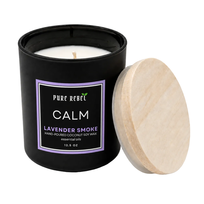 Pure Rebel “CALM” Hand Poured Coconut Soy Candle 12.5oz - Lavender Smoke