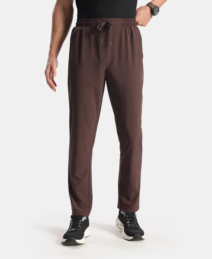 Recycled Microfiber Elastane Stretch Trackpant with Zipper Pockets and StayFresh Treatment - Java