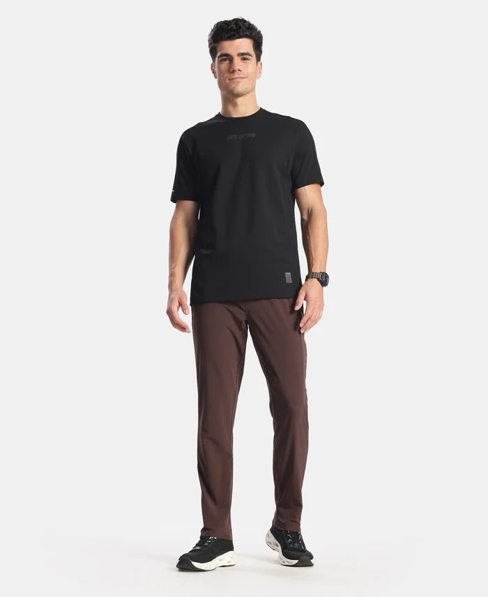 Recycled Microfiber Elastane Stretch Trackpant with Zipper Pockets and StayFresh Treatment - Java