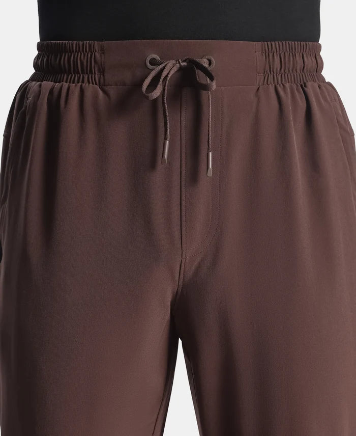 Recycled Microfiber Elastane Stretch Trackpant with Zipper Pockets and StayFresh Treatment - Java