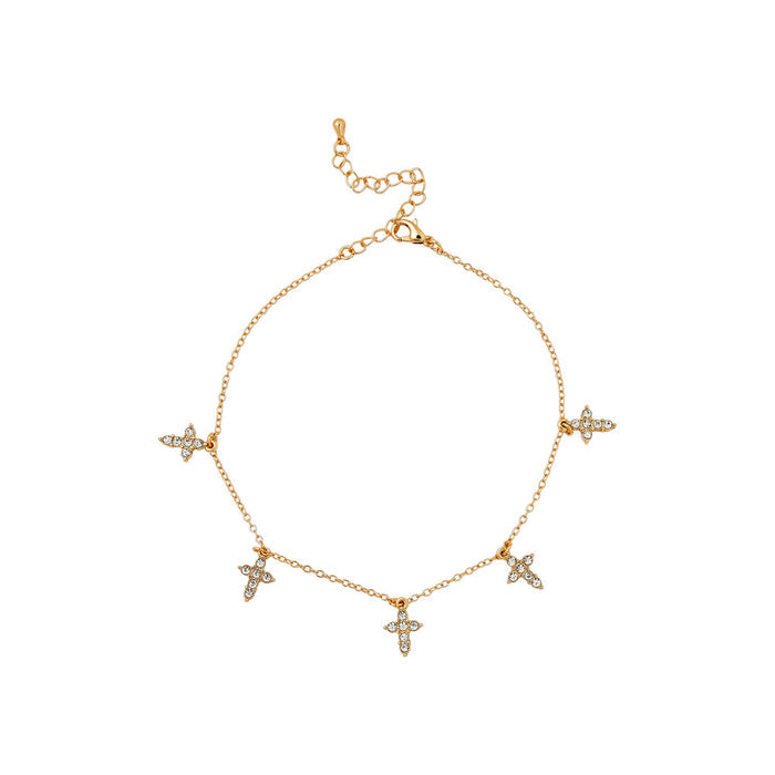 Red by Kiss 14kt Gold Plated Anklet Stone Cross JA110
