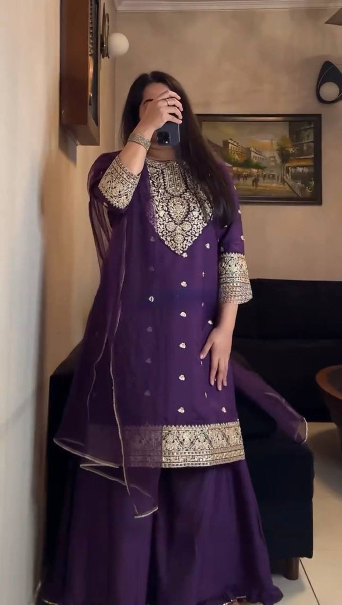 Regal Elegance in Purple Attire