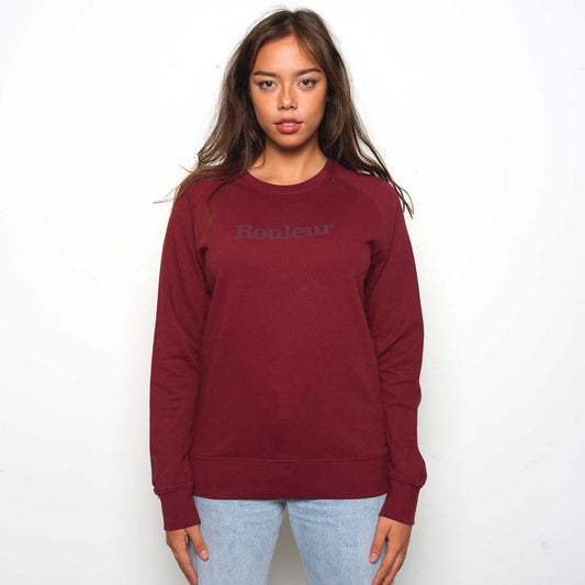 Rouleur Logo - Organic Sweatshirt - Unisex - Burgundy - Rouleur