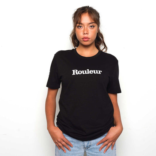 Rouleur Logo Organic Unisex T-Shirt - Black/White - Rouleur
