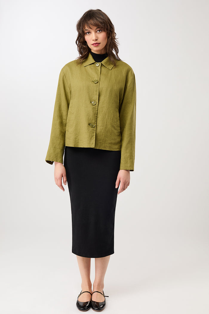 Schlichte Jacke aus Leinen (Green Olive)