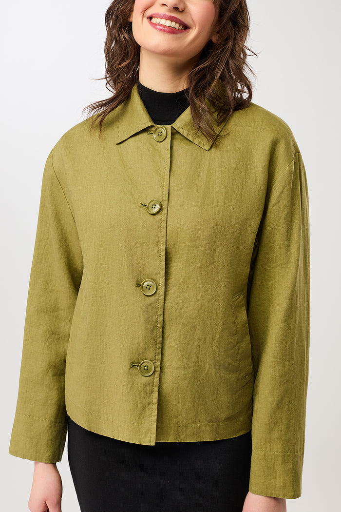 Schlichte Jacke aus Leinen (Green Olive)