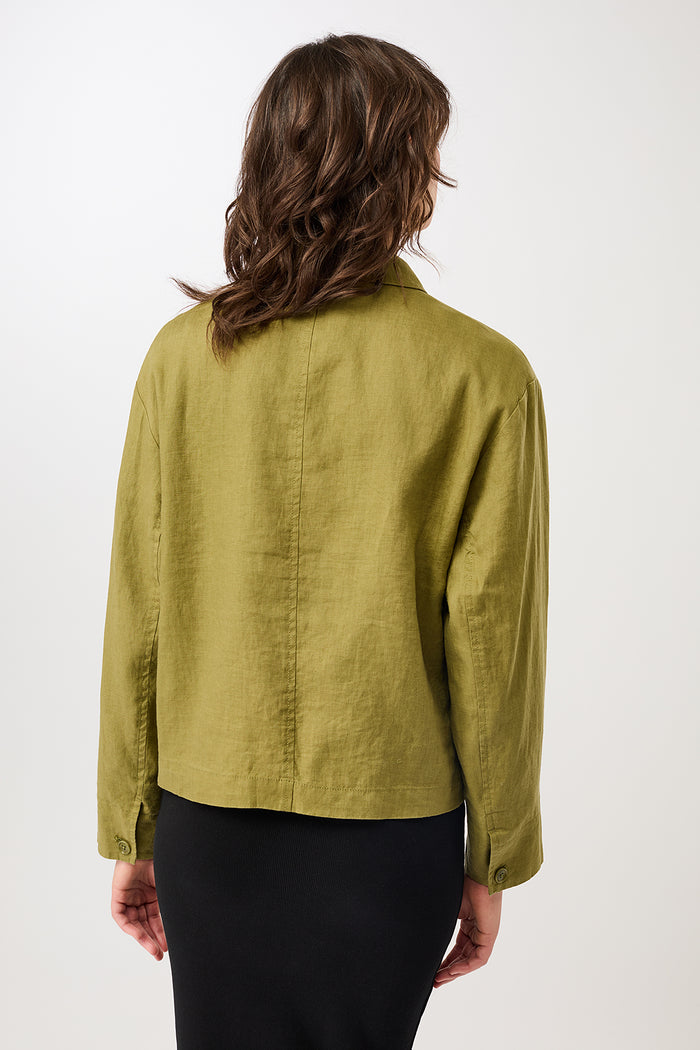 Schlichte Jacke aus Leinen (Green Olive)
