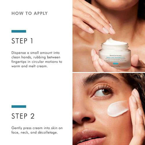 A 48ml jar of SKINCEUTICALS - TRIPLE LIPID by SKIN CEUTICALS, featuring ceramides for advanced lipid restoration, with a silver lid and white label, shown against a white background.