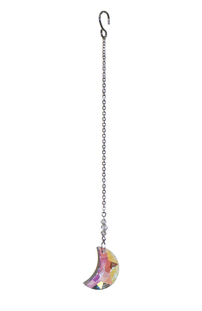 Small Faceted Moon Crystal Suncatcher  – Aurora Borealis (Iridescent) Finish