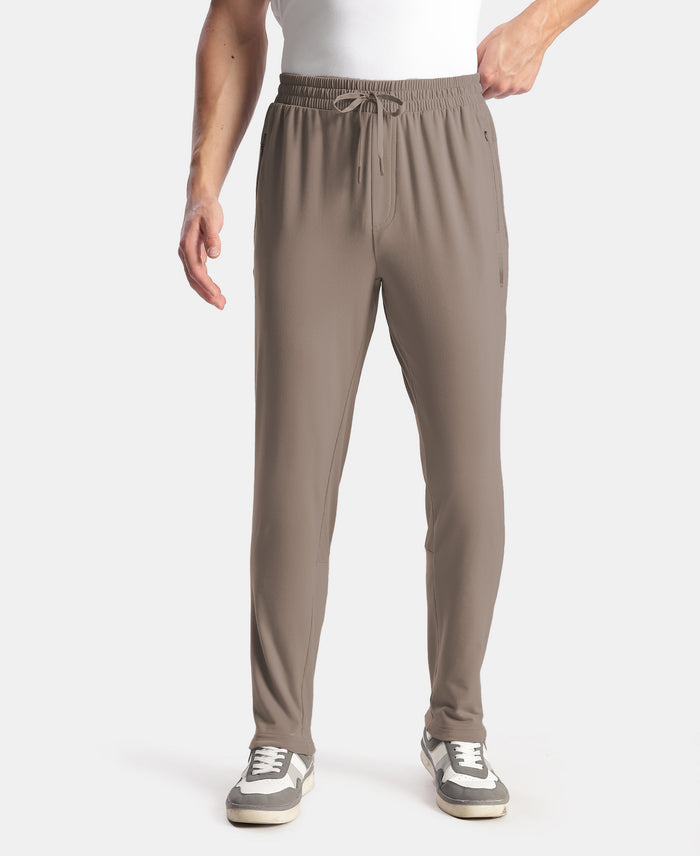 Soft Touch Microfiber Elastane Stretch Trackpant with Side Pockets and StayFresh Treatment - Dark Khaki