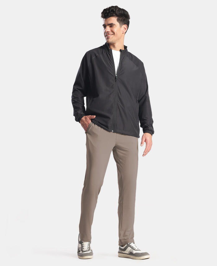 Soft Touch Microfiber Elastane Stretch Trackpant with Side Pockets and StayFresh Treatment - Dark Khaki