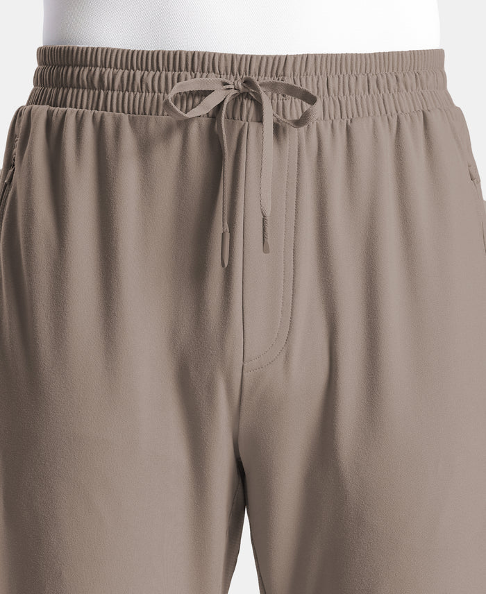 Soft Touch Microfiber Elastane Stretch Trackpant with Side Pockets and StayFresh Treatment - Dark Khaki
