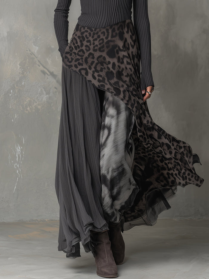 Sophia | Long bohemian-style dress with leopard print