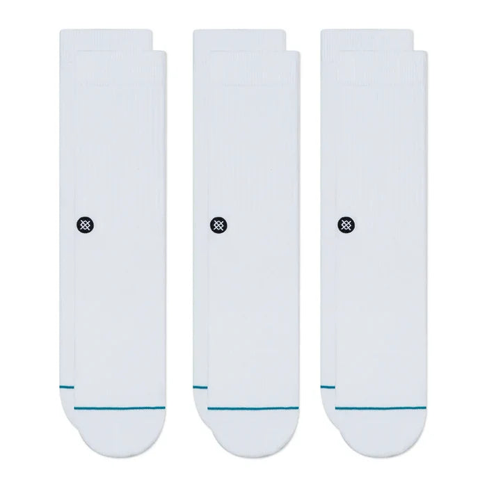 Stance Icon Crew Socks 3 Pack White White