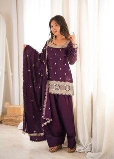 Stylish Woman in Chic Purple Ensemble
