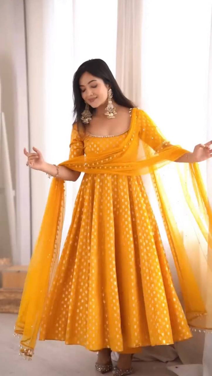 Sunshine Yellow Anarkali Pure Elegance