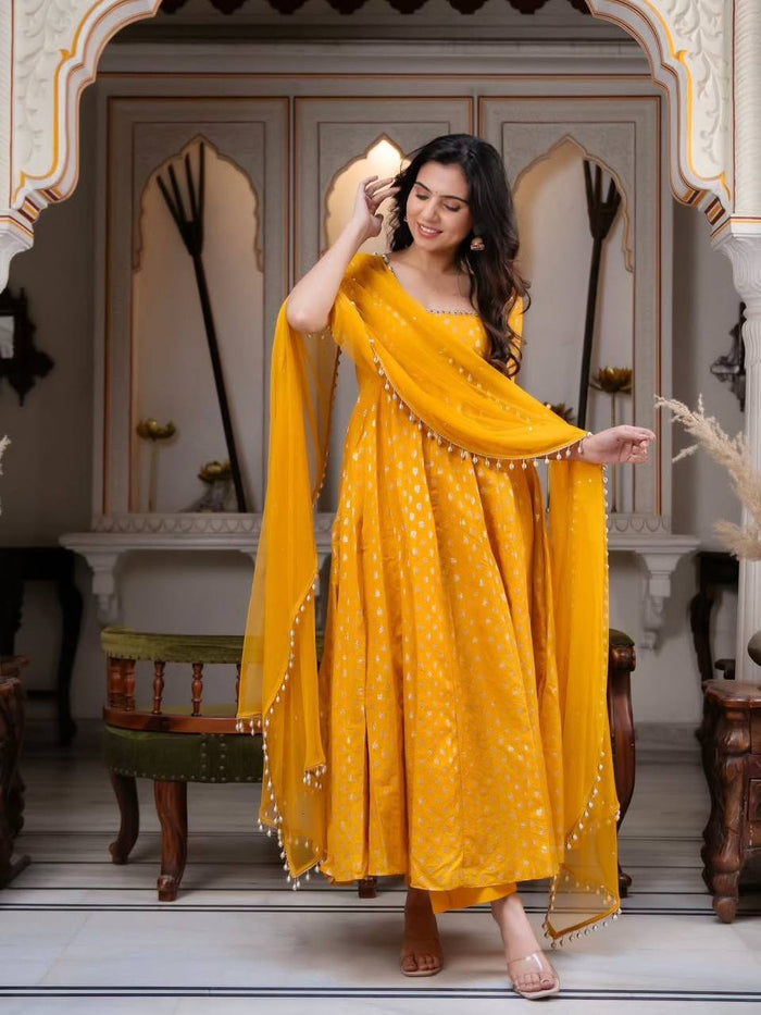 Sunshine Yellow Anarkali Pure Elegance