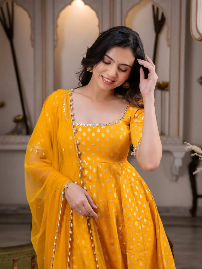 Sunshine Yellow Anarkali Pure Elegance