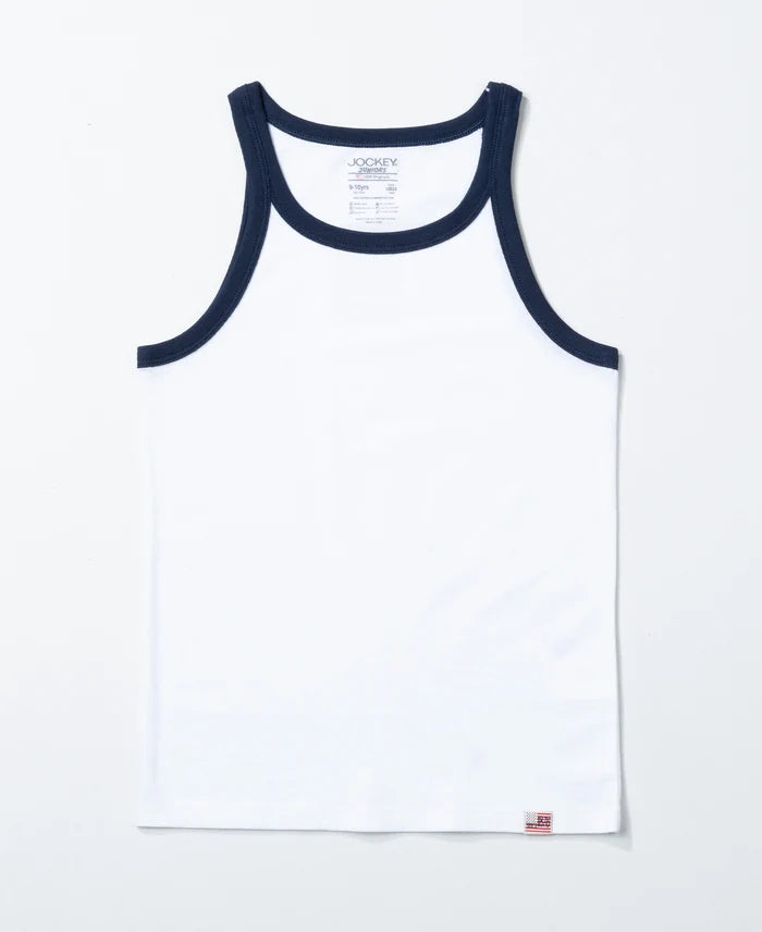 Super Combed Cotton Printed Round Neck Sleeveless Vest - Vallarta Blue & White (Pack of 2)