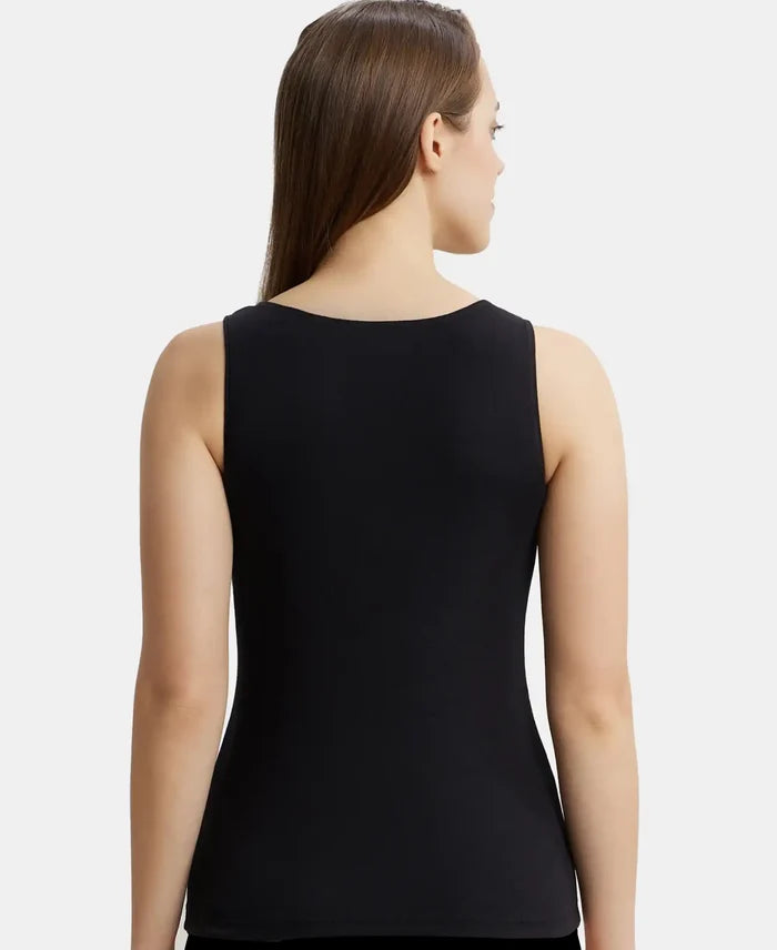 Super Combed Cotton Rib Fabric Inner Tank Top With StayFresh Treatment - Black