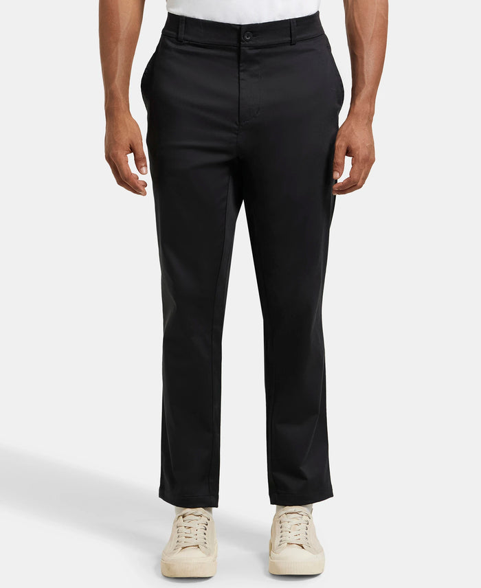 Super Combed Cotton Rich Elastane Stretch Woven Fabric Slim Fit All Day Pants - Black
