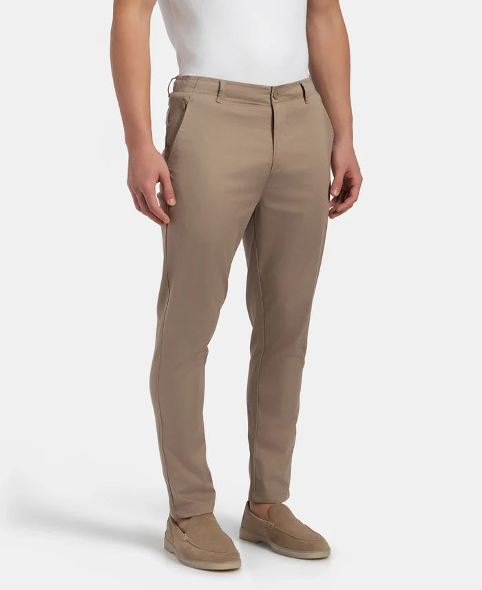 Super Combed Cotton Rich Elastane Stretch Woven Fabric Slim Fit All Day Pants - Desert Taupe
