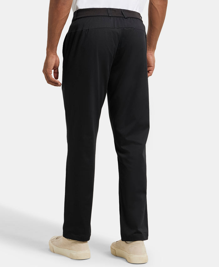 Super Combed Cotton Rich Elastane Stretch Woven Fabric Slim Fit All Day Pants - Black