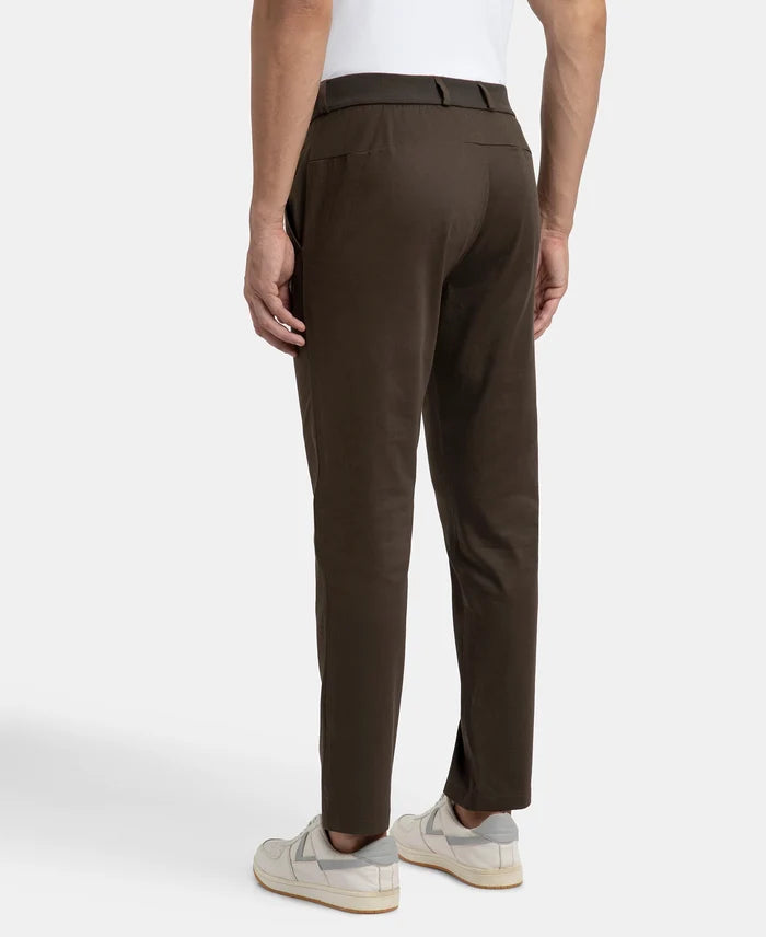 Super Combed Cotton Rich Elastane Stretch Woven Fabric Slim Fit All Day Pants - Black Olive