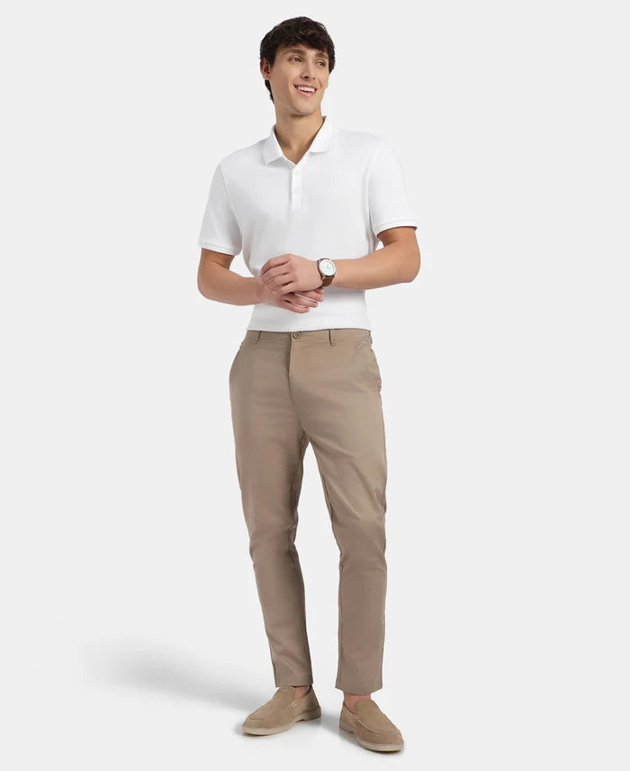 Super Combed Cotton Rich Elastane Stretch Woven Fabric Slim Fit All Day Pants - Desert Taupe
