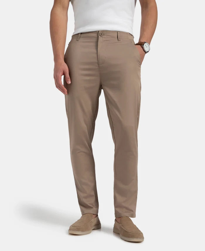 Super Combed Cotton Rich Elastane Stretch Woven Fabric Slim Fit All Day Pants - Desert Taupe