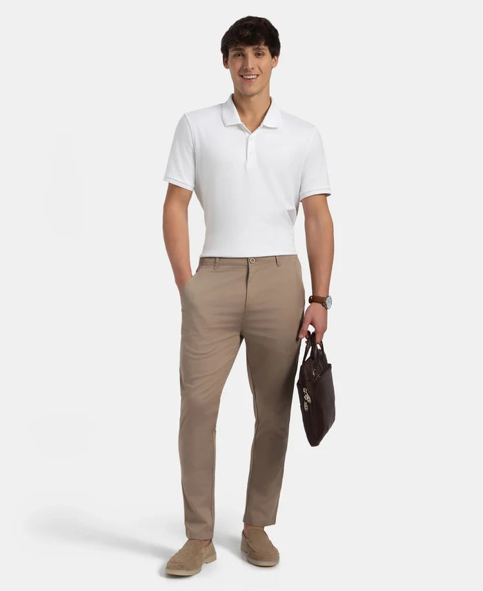 Super Combed Cotton Rich Elastane Stretch Woven Fabric Slim Fit All Day Pants - Desert Taupe