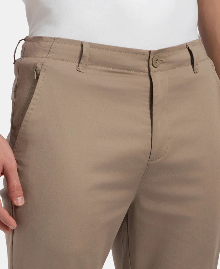 Super Combed Cotton Rich Elastane Stretch Woven Fabric Slim Fit All Day Pants - Desert Taupe