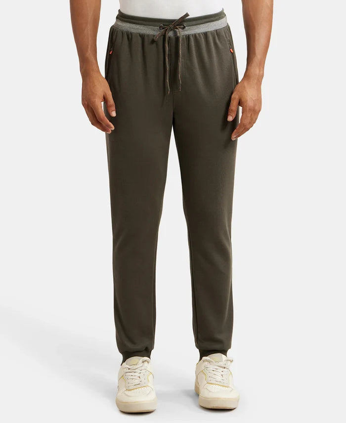 Super Combed Cotton Rich Pique Slim Fit Jogger with Zipper Pockets - Deep Olive-1