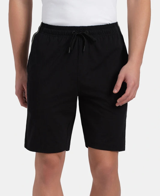 Super Combed Cotton Rich Regular Fit Shorts with Side Pockets - Black