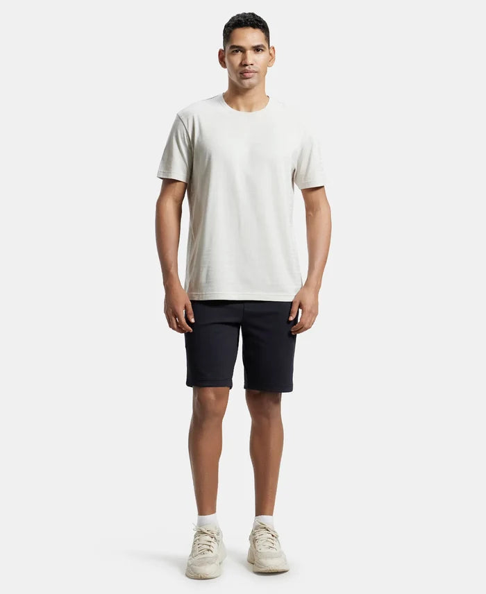 Super Combed Cotton Rich Straight Fit Shorts with Zipper Pockets - Black-4