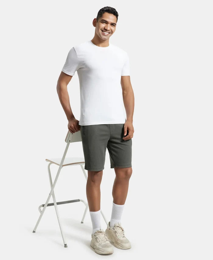 Super Combed Cotton Rich Straight Fit Shorts with Zipper Pockets - Deep Olive-6