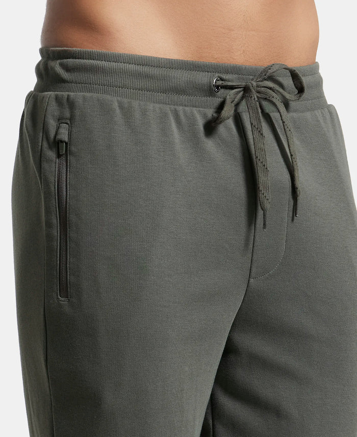Super Combed Cotton Rich Straight Fit Shorts with Zipper Pockets - Deep Olive-7