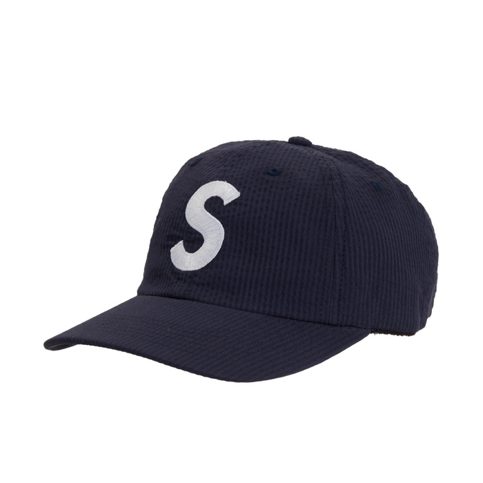 Supreme Seersucker S Logo 6-Panel Cap Navy