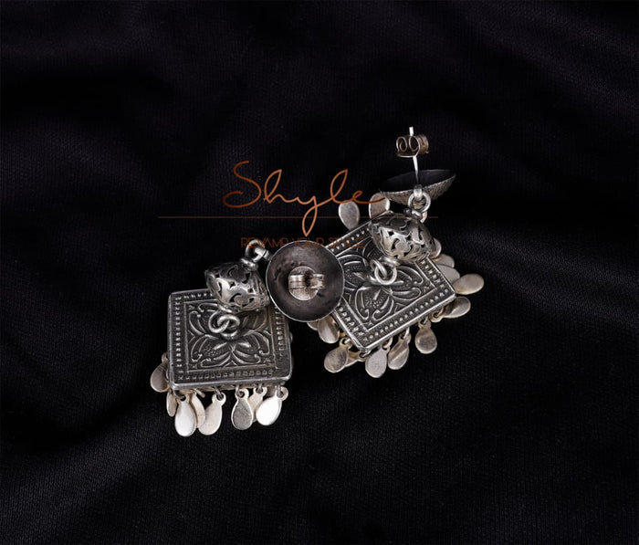 Tattva textured Motif Square Layered Jhumka back