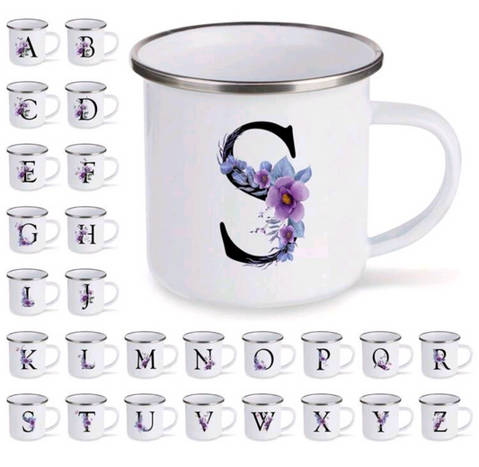 Taza esmaltada con inicial