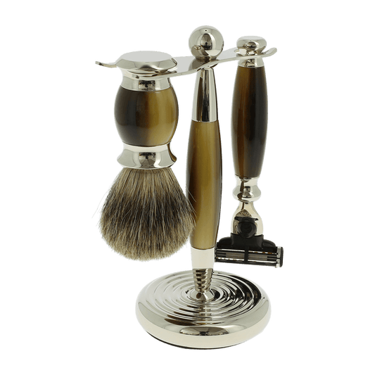 Vulfix Edwardian Faux Horn Shaving set suitable for Mach 3