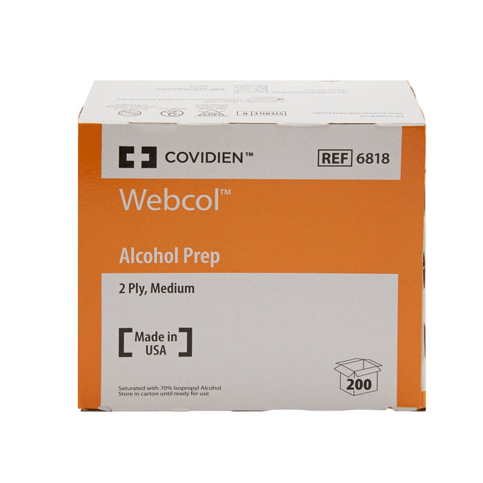 Webcol Alcohol Prep Pad, 1" x 1.25", Individual Packets