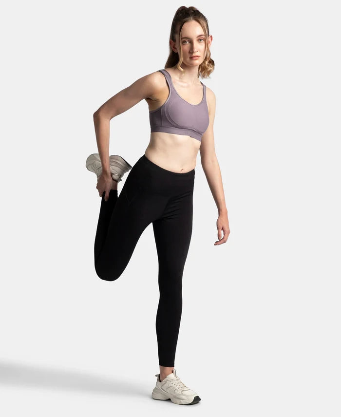 Wirefree Non Padded Microfiber Elastane Stretch Full Coverage Sports Bra with StayDry Treatment - Minimal Grey