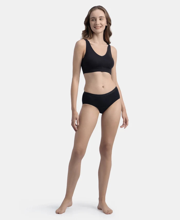 Wirefree Padded Tencel Micro Modal Elastane Stretch Full Coverage Lounge Bra with Concealed Underband - Black