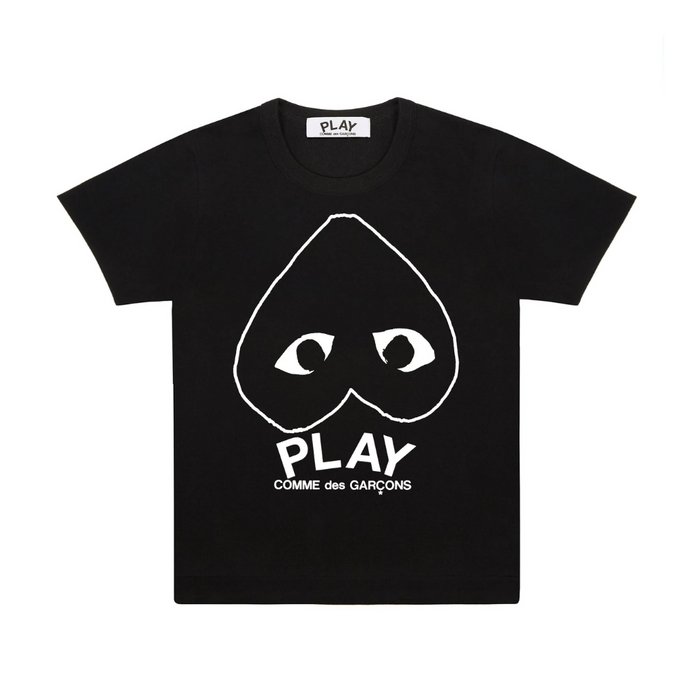 Women's Comme De Garcons Play Upside Down Heart Front Logo T-Shirt Black