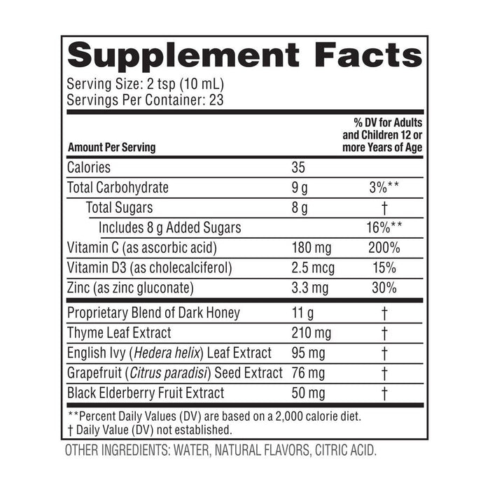 Zarbee’s Cough Syrup+ Immune Support Liquid, Berry Flavor, 8 fl oz - 85764700783 - LL Medico